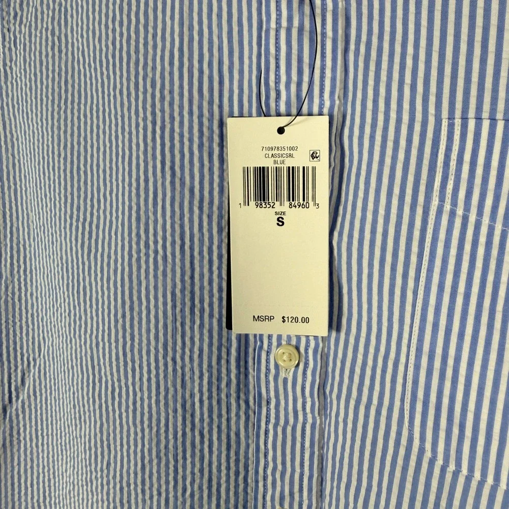 Polo Ralph Lauren Seersucker Shirt Button Down Mens S Blue Striped Untucked Fit